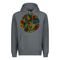 Rock african fabric pattern round earrings 3 Premium Hoodie - BundleAndBundleShop