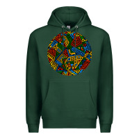 Sports Green african fabric pattern round earrings 3 Premium Hoodie - BundleAndBundleShop