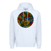 White african fabric pattern round earrings 3 Premium Hoodie - BundleAndBundleShop
