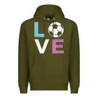 Army Green Soccer Gift for Girls Women I Love Soccer Vintage Premium Hoodie - minhPixels