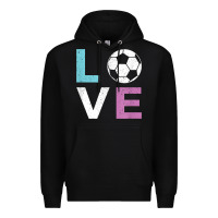 Black Soccer Gift for Girls Women I Love Soccer Vintage Premium Hoodie - minhPixels