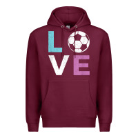 Burgundy Soccer Gift for Girls Women I Love Soccer Vintage Premium Hoodie - minhPixels