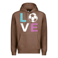 Chestnut Soccer Gift for Girls Women I Love Soccer Vintage Premium Hoodie - minhPixels