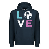 Navy Soccer Gift for Girls Women I Love Soccer Vintage Premium Hoodie - minhPixels