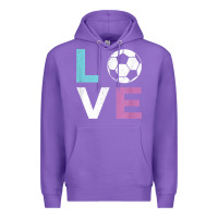Purple Soccer Gift for Girls Women I Love Soccer Vintage Premium Hoodie - minhPixels
