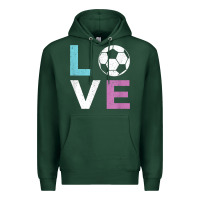 Sports Green Soccer Gift for Girls Women I Love Soccer Vintage Premium Hoodie - minhPixels