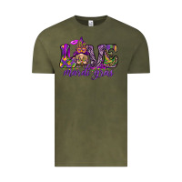 Vintage Olive Love Mardi Gras with gnome Vintage Tee - HowdyJamesFarm