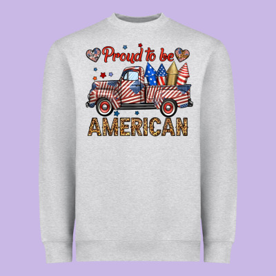 Proud To Be American Truck Heavyweight Sweatshirt Designed By Bundleandbundleshop