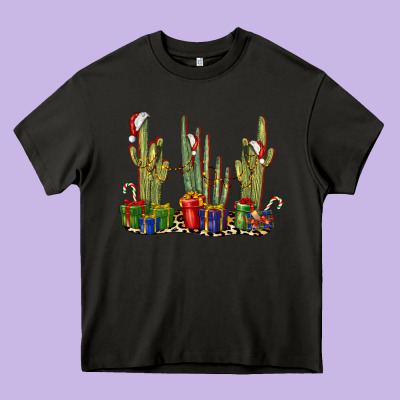 Christmas Cactus Heavy Core Tee Designed By Lillyallendesigns