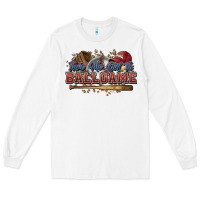 White Take me out to ball game baseball Long Sleeve Tee - HowdyJamesFarm