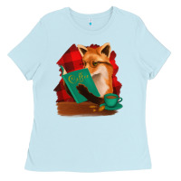 Baby Blue Fox with Coffee Ladies Tee - Bettercallsaul