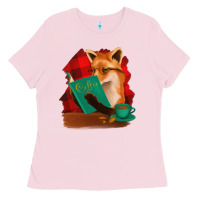 Bubblegum Pink Fox with Coffee Ladies Tee - Bettercallsaul