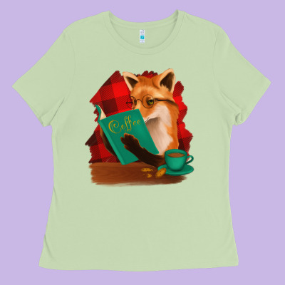 Fox With Coffee Ladies Tee Designed By Bettercallsaul