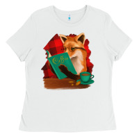 White Fox with Coffee Ladies Tee - Bettercallsaul