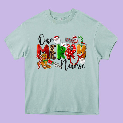 One Merry Nurse Heavy Core Tee Designed By Lillyallendesigns