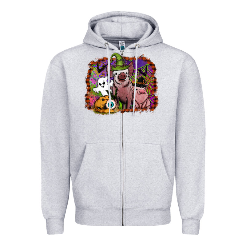 Halloween Pigs Zipper Hoodie by SublimationCraftShop | Teevron