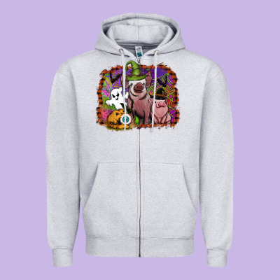 Halloween Pigs Zipper Hoodie Designed By Sublimationcraftshop