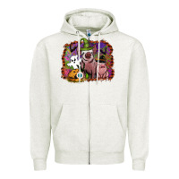 Oatmeal Heather halloween pigs Zipper Hoodie - SublimationCraftShop
