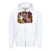 White halloween pigs Zipper Hoodie - SublimationCraftShop