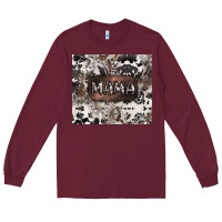 Burgundy mama cowhide cowgirl Long Sleeve Tee - CowGirlArtShop