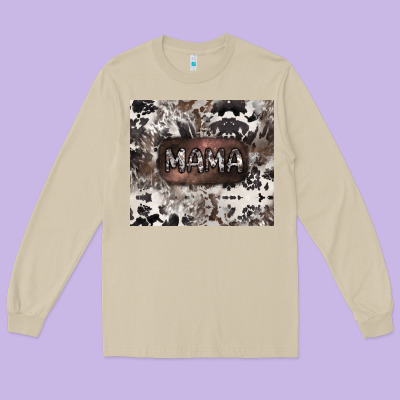 Mama Cowhide Cowgirl Long Sleeve Tee Designed By Cowgirlartshop