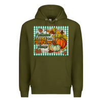 Army Green autumn leaves and pumpkins please mouse pad Premium Hoodie - BundleAndBundleShop