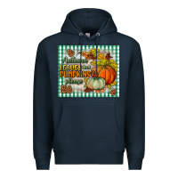 Navy autumn leaves and pumpkins please mouse pad Premium Hoodie - BundleAndBundleShop