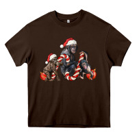 Chocolate Brown christmas chimpanzee and gorilla Heavy Core Tee - LillyAllenDesigns