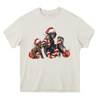 Cream christmas chimpanzee and gorilla Heavy Core Tee - LillyAllenDesigns