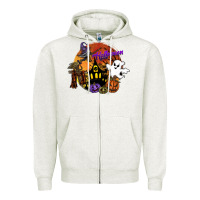 Oatmeal Heather halloween Zipper Hoodie - SublimationCraftShop