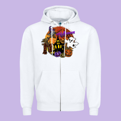 Halloween Zipper Hoodie Designed By Sublimationcraftshop