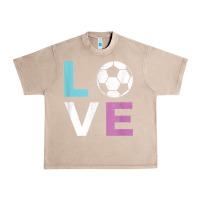 French Oak Soccer Gift for Girls Women I Love Soccer Vintage Urban Heavy Tee - minhPixels