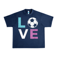 Navy Soccer Gift for Girls Women I Love Soccer Vintage Urban Heavy Tee - minhPixels