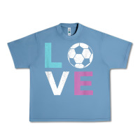 Pebble Blue Soccer Gift for Girls Women I Love Soccer Vintage Urban Heavy Tee - minhPixels