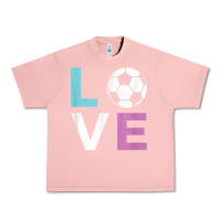 Salmon Soccer Gift for Girls Women I Love Soccer Vintage Urban Heavy Tee - minhPixels