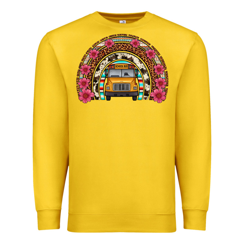 School Bus Leopard Cowhide Rainbow Premium Sweatshirt by Artiststas | Teevron