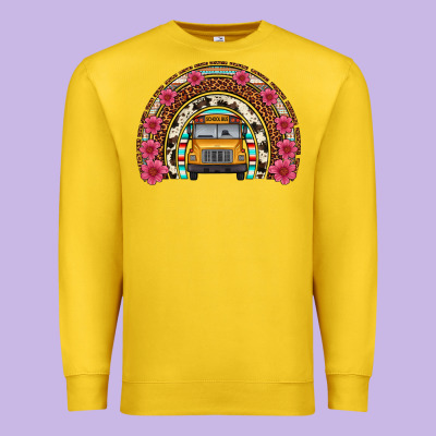 School Bus Leopard Cowhide Rainbow Premium Sweatshirt Designed By Artiststas