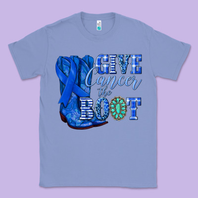 Give Cancer The Boot Colon Cancer Blue Ribbon Nca Classic Tee Designed By Nancycooperartshop