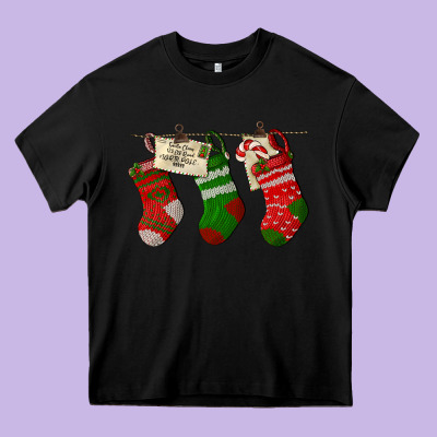 Christmas Socks With Santa Letter Heavy Core Tee Designed By Lillyallendesigns