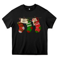 Black Christmas Socks With Santa Letter Heavy Core Tee - LillyAllenDesigns