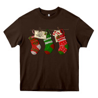 Chocolate Brown Christmas Socks With Santa Letter Heavy Core Tee - LillyAllenDesigns