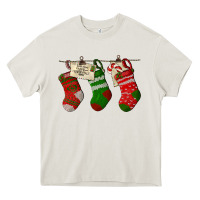 Cream Christmas Socks With Santa Letter Heavy Core Tee - LillyAllenDesigns