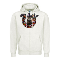 Oatmeal Heather halloween donkey Zipper Hoodie - SublimationCraftShop