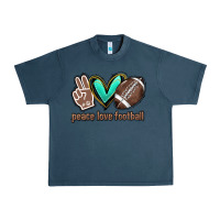 Midnight Navy Peace love football Urban Heavy Tee - HowdyJamesFarm