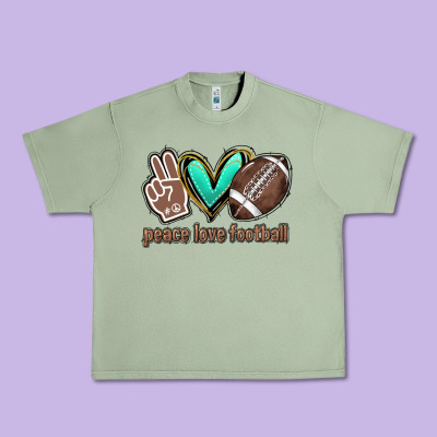 Peace Love Football Urban Heavy Tee Designed By Howdyjamesfarm