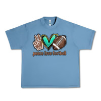 Pebble Blue Peace love football Urban Heavy Tee - HowdyJamesFarm