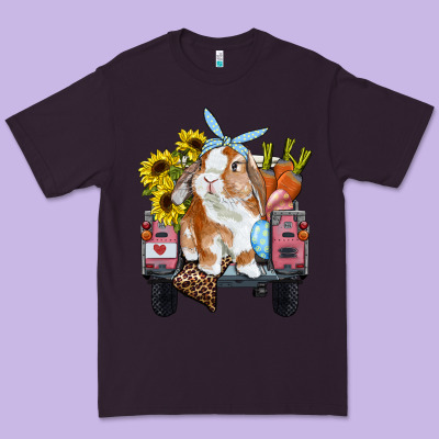 Easter Truck With Bunny Sunflowers And Eggs Premium Tee Designed By Ranaportraitstore