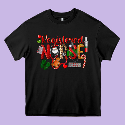 Registered Nurse Christmas Heavy Core Tee Designed By Lillyallendesigns