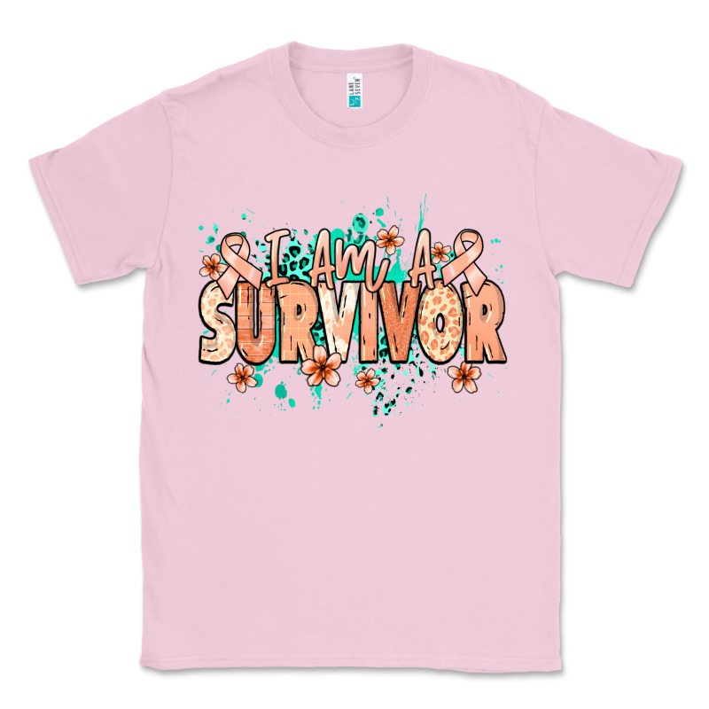 I Am A Survivor Peach Ribbon Classic Tee by NancyCooperArtShop | Teevron