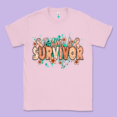 I Am A Survivor Peach Ribbon Classic Tee Designed By Nancycooperartshop